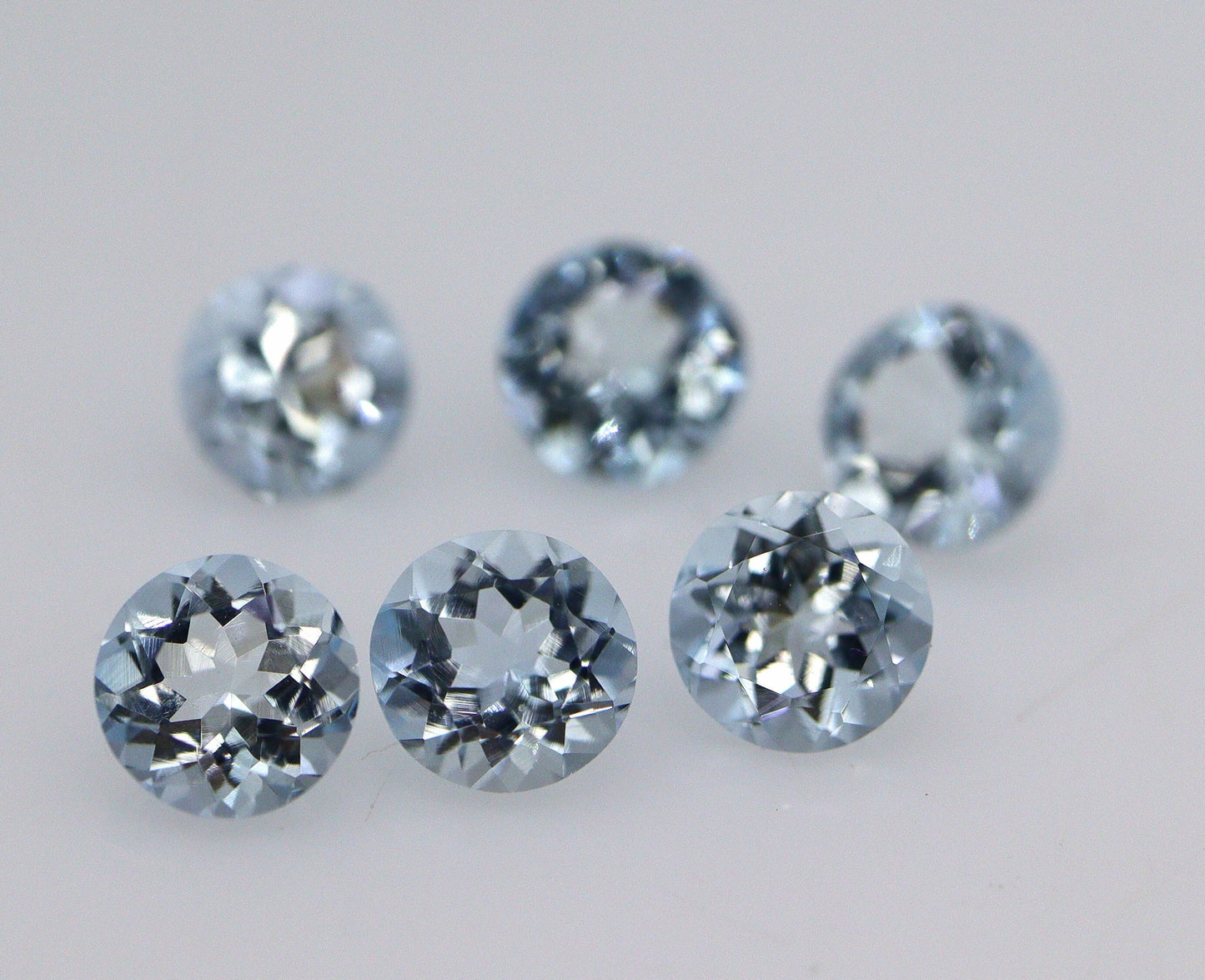 6 mm Aquamarine Pair | AAA Round Cut | 1.4 Ct Matched Medium Blue Gems | Eye Clean | Calibrated for Studs | Matched Pair, Perfect Cut