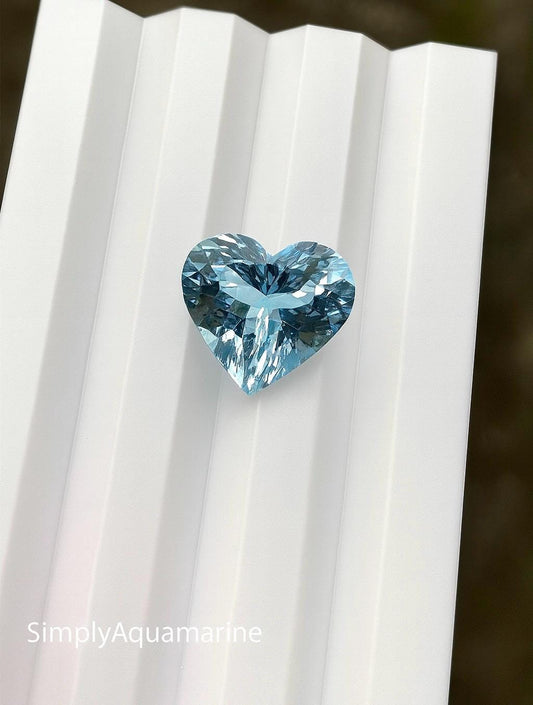 4.8 Ct AAA Natural Aquamarine Heart Cut, Medium Blue Gemstone, Heart Engagement Ring Stone, Aquamarine Pendant, March Birthstone