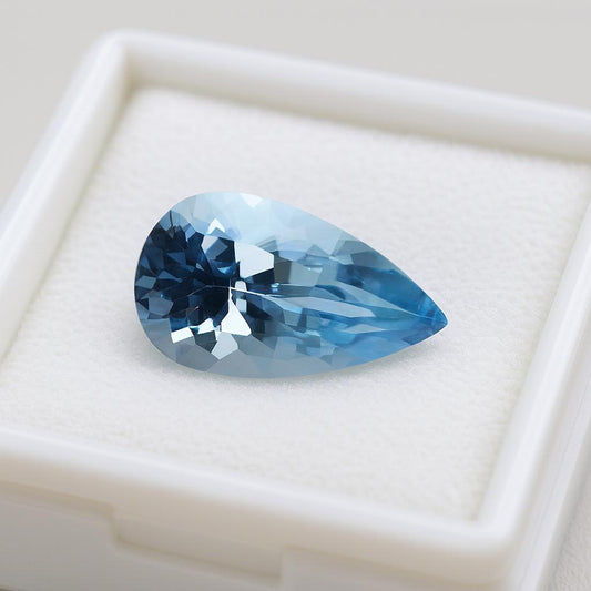 TOP Blue! 1.8 Ct Natural Dark Aquamarine Pear Cut – Deep Blue AAA | 11×6.6 mm Loupe Clean | Unheated & Untreated | Engagement Ring Stone
