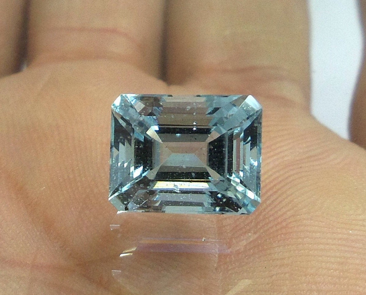 6.5 Ct Natural Aquamarine Emerald Cut | Large Blue Aquamarine Gemstone | March Birthstone | Octagon Loose Aquamarine for Ring Pendant