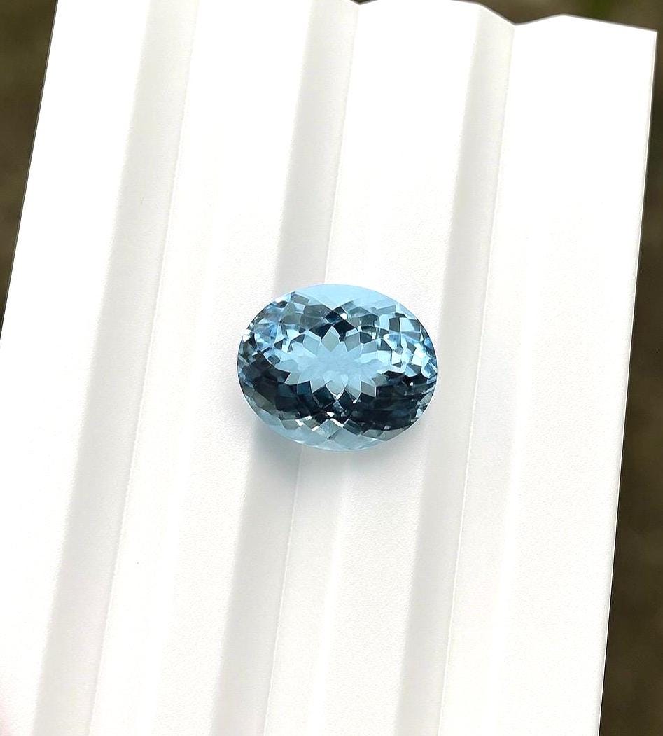 HIGH QUALITY! 5.4 Ct AAA+ Natural Aquamarine Oval, Medium-Dark Blue Loose Gemstone, Oval Cut Engagement Ring Stone