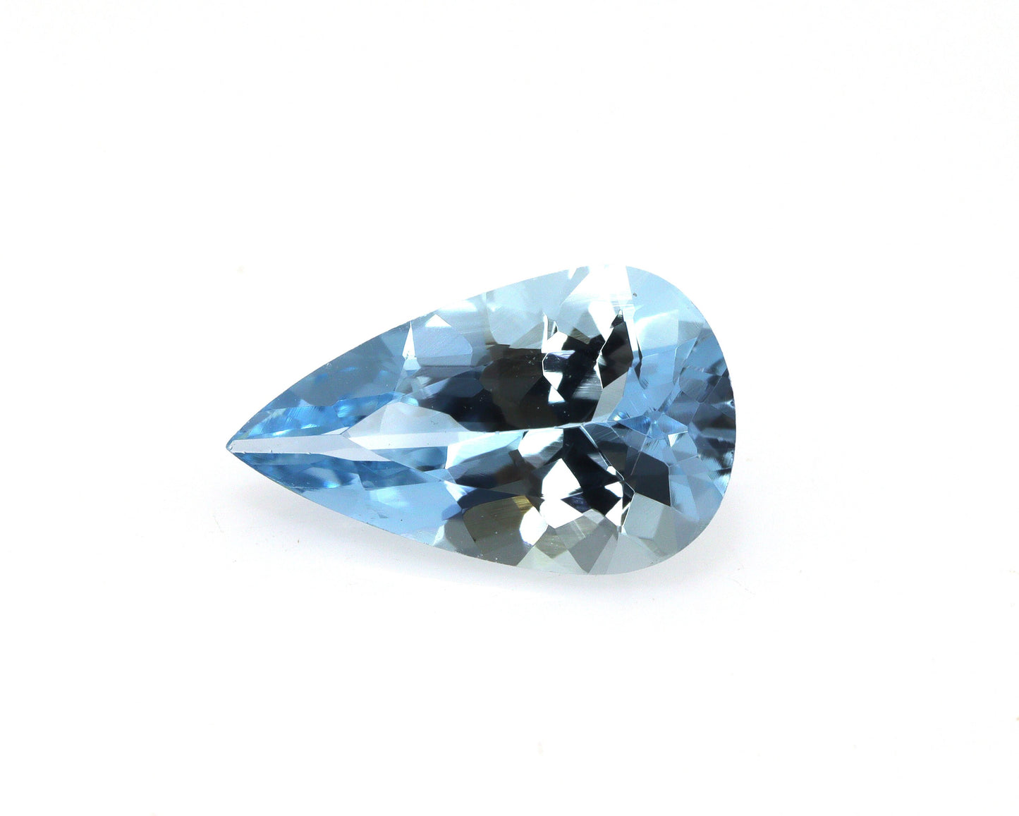 2 Ct Natural Aquamarine Pear – 12x7 mm Medium Blue Gemstone, Unheated AAA Quality African Aquamarine for Ring or Necklace
