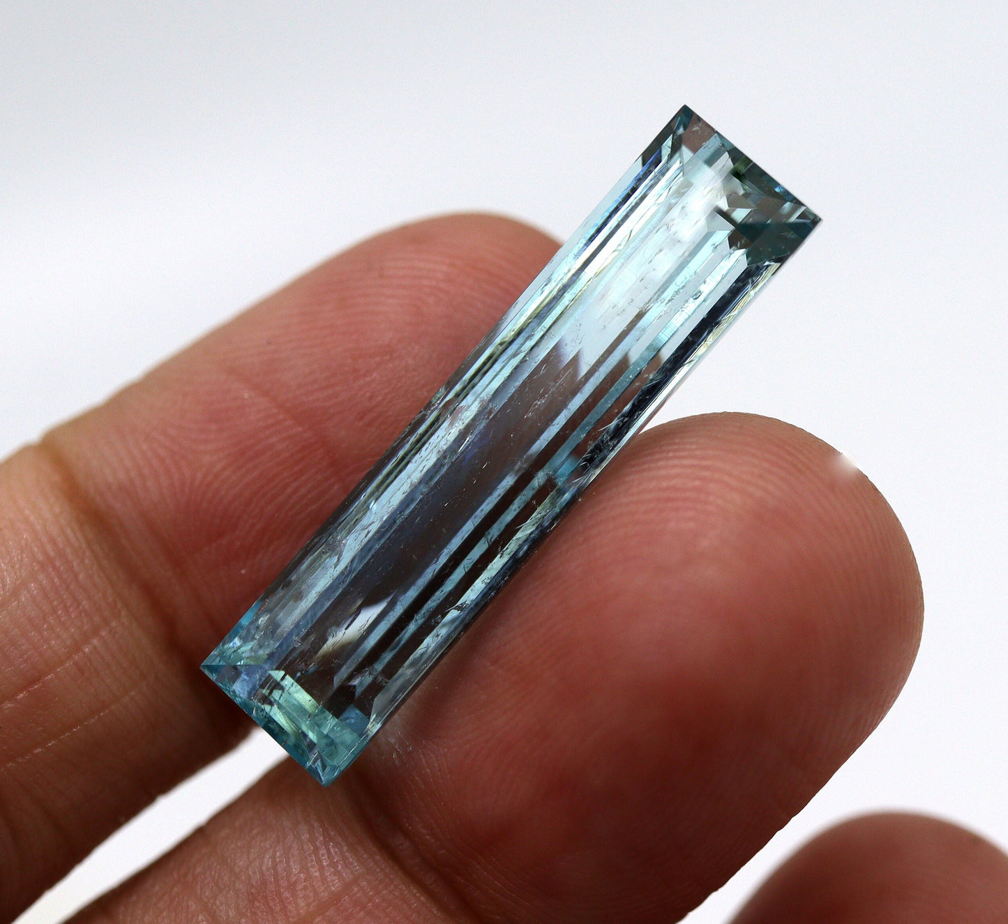 12.4 Ct Aquamarine Baguette 29x6.9 mm | Huge Long Blue Gemstone | March Birthstone | Natural Aquamarine for Vertical Pendant or Ring