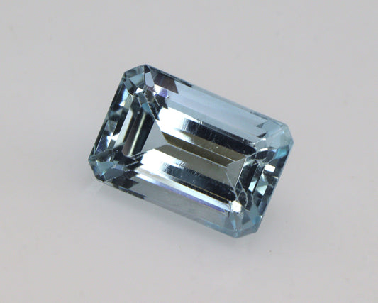 2.8 Ct Natural Aquamarine Emerald Cut | Faceted Aquamarine Gemstone | March Birthstone | Eye Clean Medium Blue Aquamarine