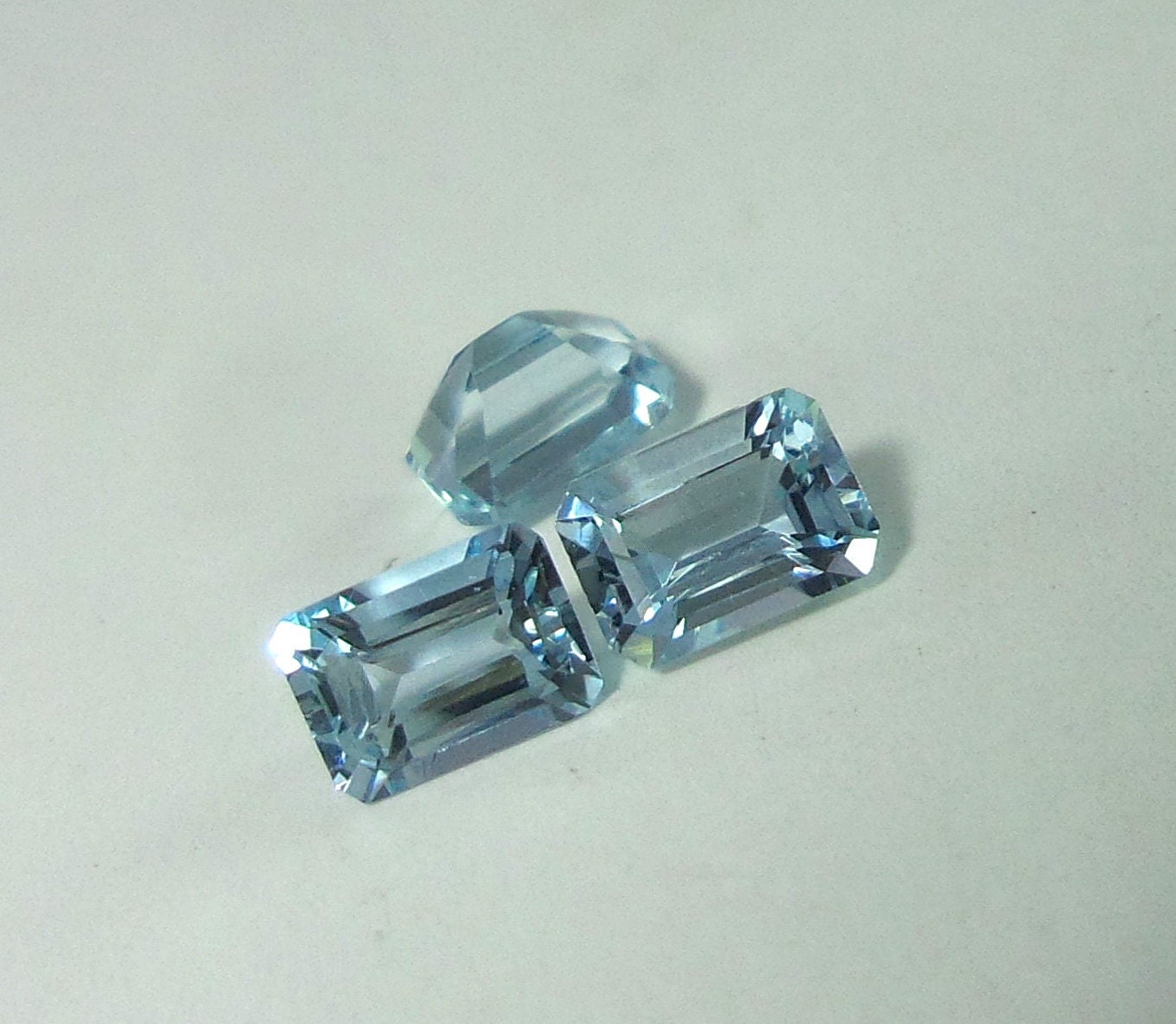 Aquamarine Emerald Cut Lot – 3 Pcs 5.3x3.8 mm AAA Natural Blue, Calibrated Medium Blue Aquamarine, Wholesale
