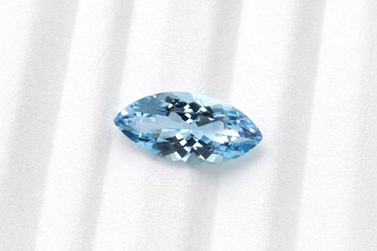 Ultra Fine! 2.7 Ct AAA+ Natural Aquamarine Marquise Cut, Top Blue Aquamarine, Engagement Ring Stone, Horizontal Marquise Gemstone