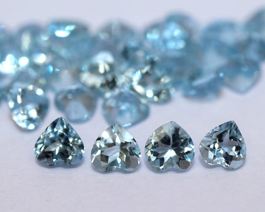 5 mm AAA Natural AQUAMARINE Heart Cut, Unique Cut Aquamarine, Tiny Heart Shape Gemstone, Heart Pendant, UNIQUE, 5 mm Hearts Ring, Pendant