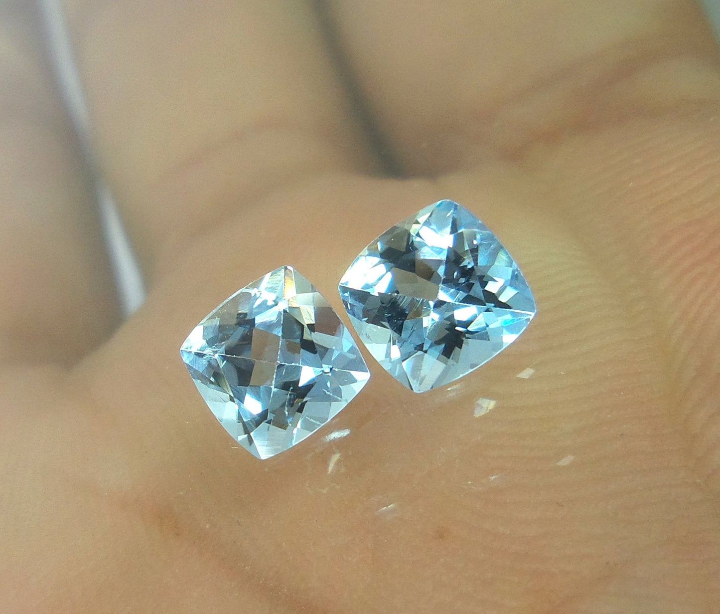 6 mm Aquamarine Cushion Cut • AAA+ Natural Aquamarine • Calibrated Gemstone • Square Aquamarine for Ring • Cushion Cut Aquamarine Stud Stone