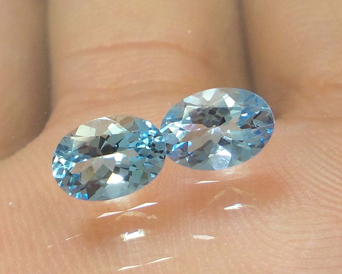 7x5 mm Aquamarine Oval Pair, AAA+ Natural Blue Aquamarine 1.2 Ct Matched Stones, Loose Gemstones for Stud Earrings, Sets