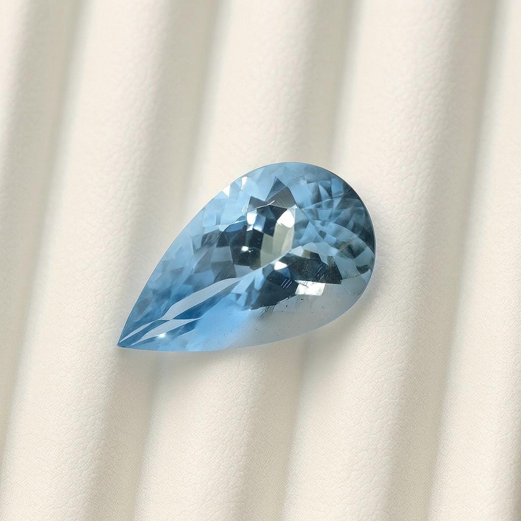 4.9 Cts AAA Real Aquamarine – Pear Shape |  Medium Blue Aquamarine  | Perfect for Rings, Pendants & Drop Necklaces, Fine Jewelry Stone
