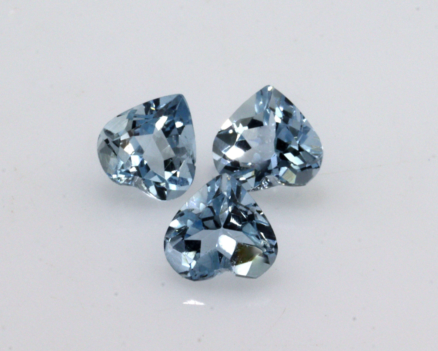 5 mm Natural Aquamarine Heart Cut • AAA Heart Gemstone Set (3 pcs) • Light–Medium Blue Aquamarine • Tiny Heart Stones for Necklace & Earring