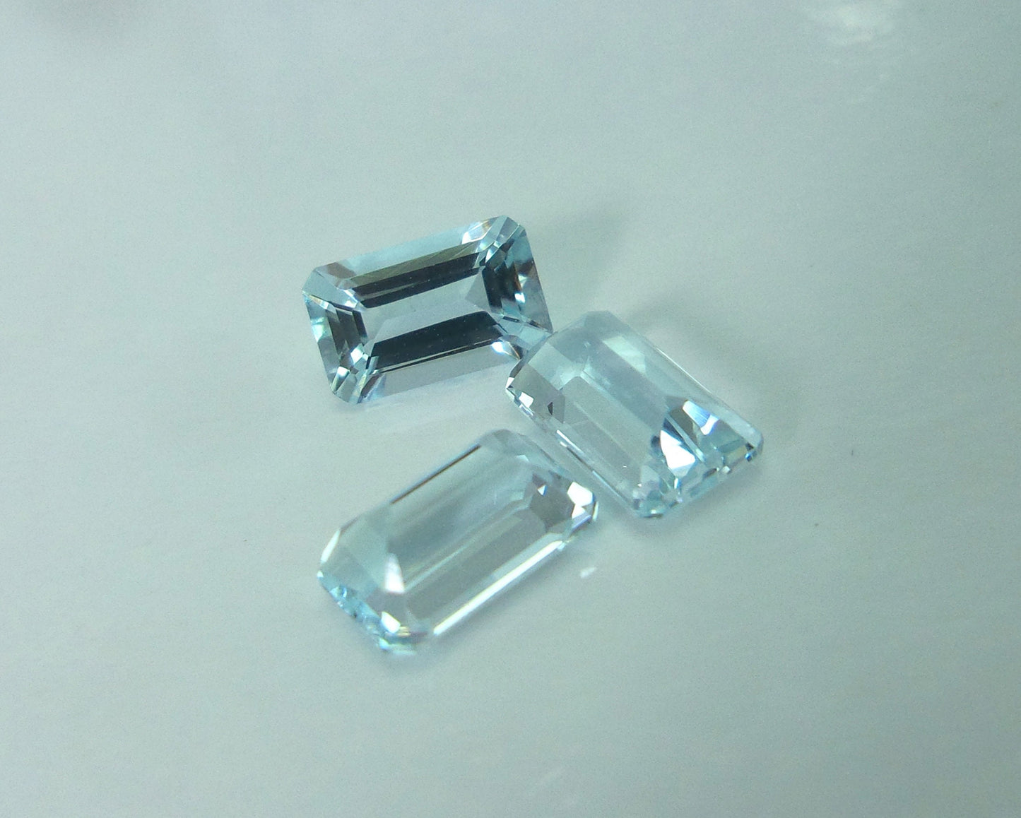 3 Pcs Natural Aquamarine Emerald Cut (7x4.3 mm) – Calibrated Light Blue Gemstone Lot 2 cts lot