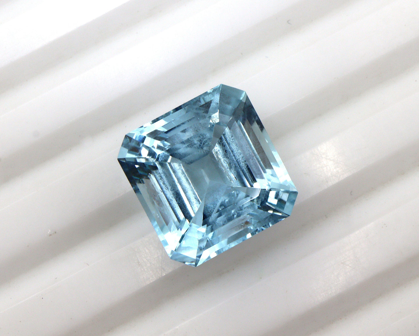LARGE 9 Cts Asscher Cut Aquamarine – Square Ocean Blue Gem | Rare Big Face Stone | 100% Natural Untreated