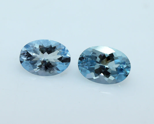 7x5 mm Aquamarine Oval Pair, AAA+ Natural Blue Aquamarine 1.2 Ct Matched Stones, Loose Gemstones for Stud Earrings, Sets