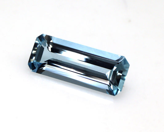 1.3 Ct Natural Aquamarine Long Baguette, 11.8x4.8mm Skinny Cut, Top Blue Gem for Sleek Ring or Necklace, Eye Clean, Elongated Aquamarine