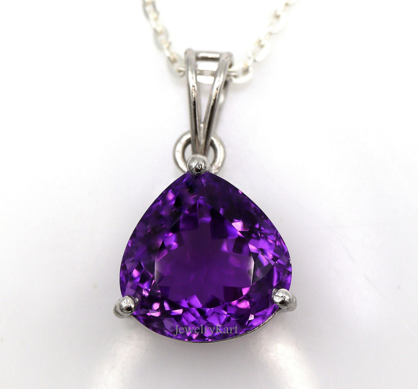 Amethyst Heart Pendant – 12 Ct Purple Gemstone, Amethyst Necklace in Silver, Big Statement Pendant, February Birthstone