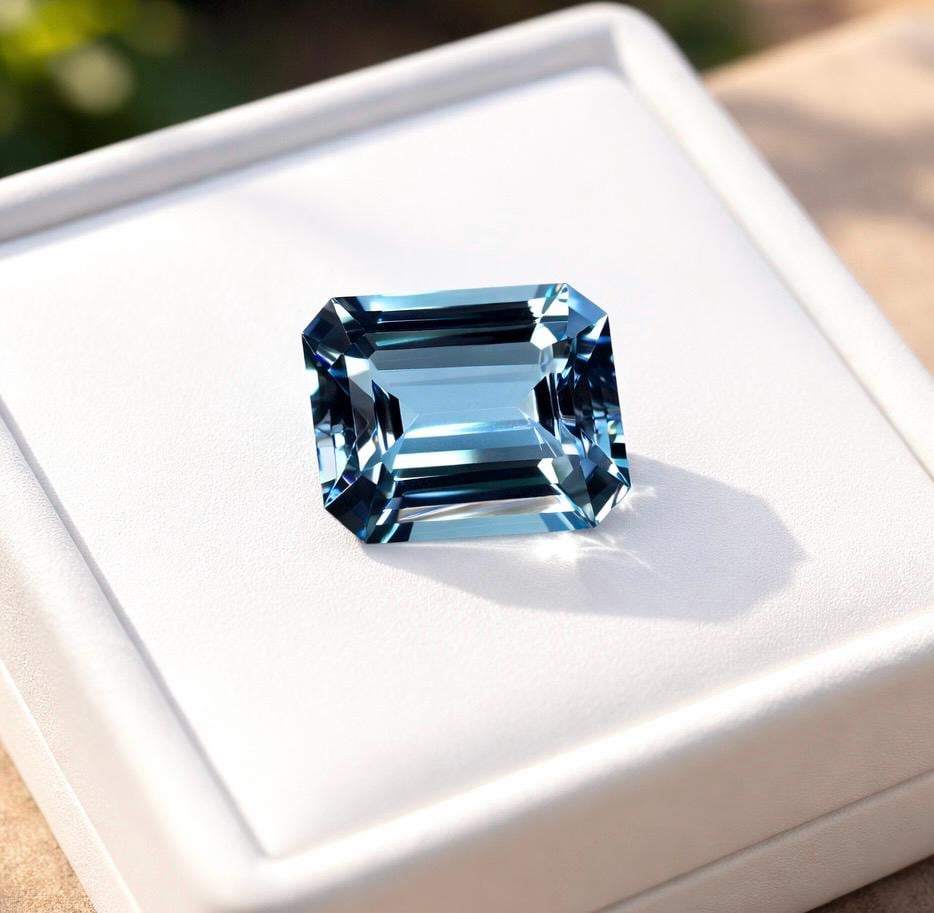 Santa Maria Aquamarine 4.45 Ct | 11x10 mm Dark Blue Emerald Cut Gemstone, Exclusive Natural Stone for Engagement Ring
