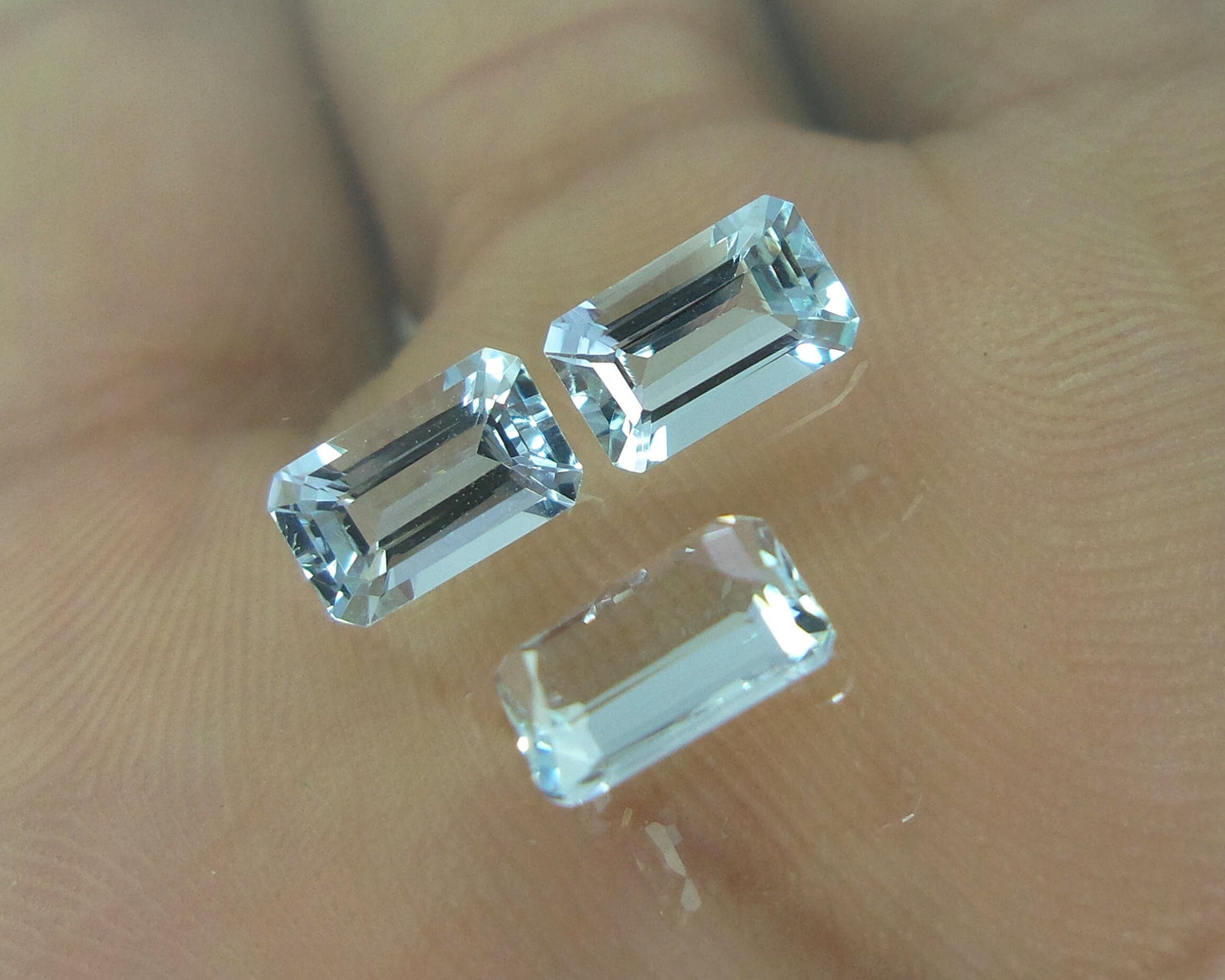 3 Pcs Natural Aquamarine Emerald Cut (7x4.3 mm) – Calibrated Light Blue Gemstone Lot 2 cts lot