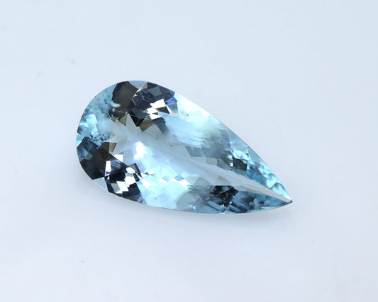 3.9 Ct Aquamarine Pear Cut Gemstone, AAA Natural Aquamarine 17.5x9.2 mm, Dark Blue Pear Shape Aquamarine