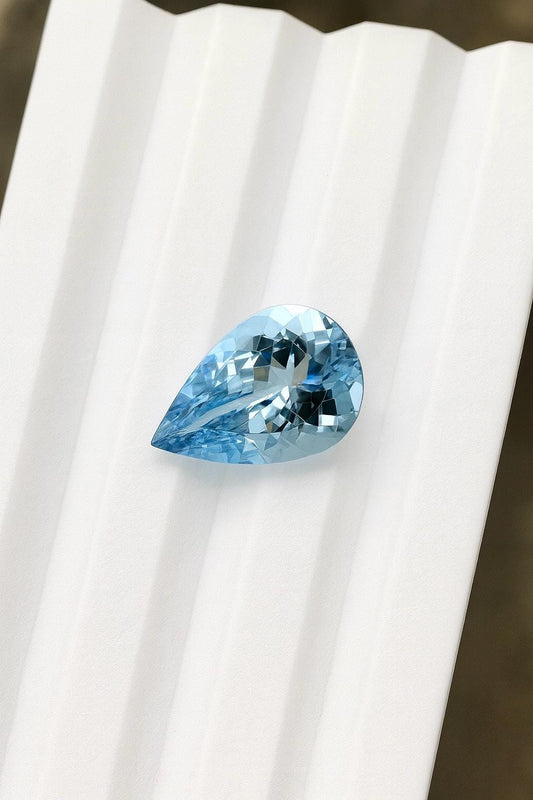 AAA+ Natural Aquamarine 3.2 Ct Pear Cut | Top Medium-Dark Blue | Loupe Clean | Unheated | March Birthstone | Perfect for Ring or Pendant