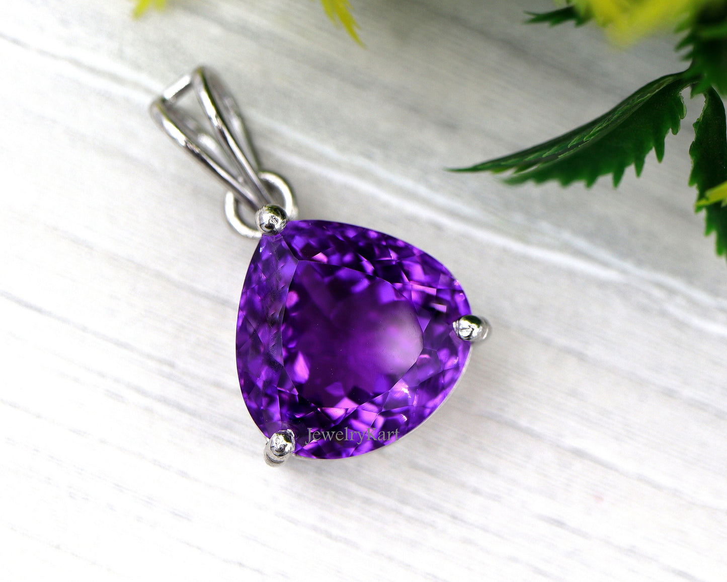 Amethyst Heart Pendant – 12 Ct Purple Gemstone, Amethyst Necklace in Silver, Big Statement Pendant, February Birthstone