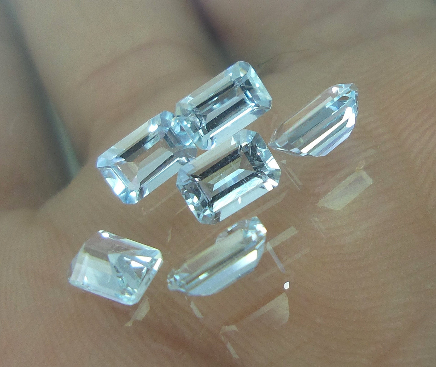 5.7x3.7 mm Emerald Cut Aquamarine | Calibrated Sky Blue Aquamarine Lot | Small Octagon Stones | March Birthstone for Earrings & Jewelry