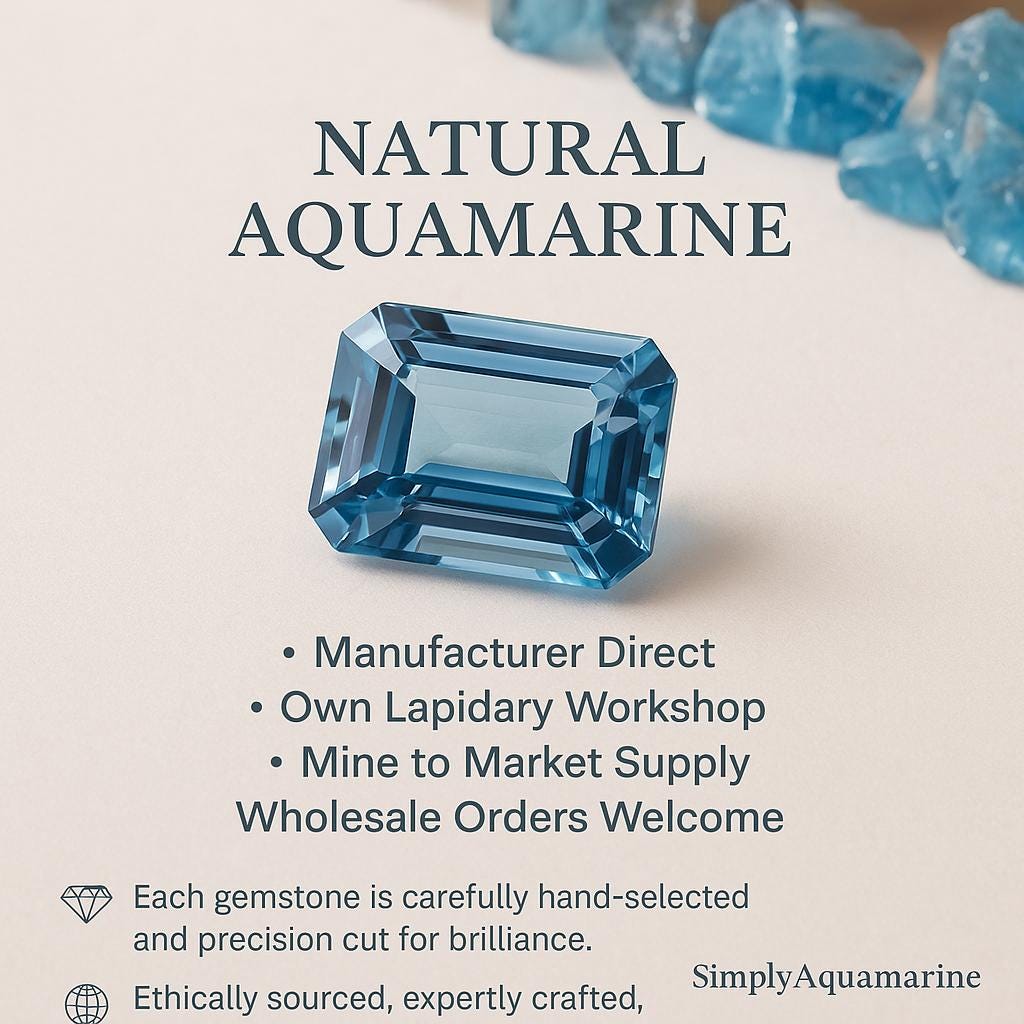 2.8 Ct Natural Aquamarine Emerald Cut | Faceted Aquamarine Gemstone | March Birthstone | Eye Clean Medium Blue Aquamarine
