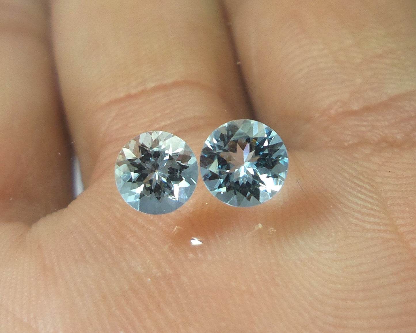 5.5 mm Natural Aquamarine Round Cut Pair, 2 Pcs Set, AAA Medium Blue Gems for Stud Earrings, Eye Clean Loose Aquamarine, Round Aquamarine