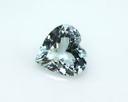 3.5 Ct Greenish Blue Aquamarine Heart | 11.3mm Eye Clean Gemstone | Natural Unheated Aquamarine for Ring or Pendant | AAA Pendant Gemstone