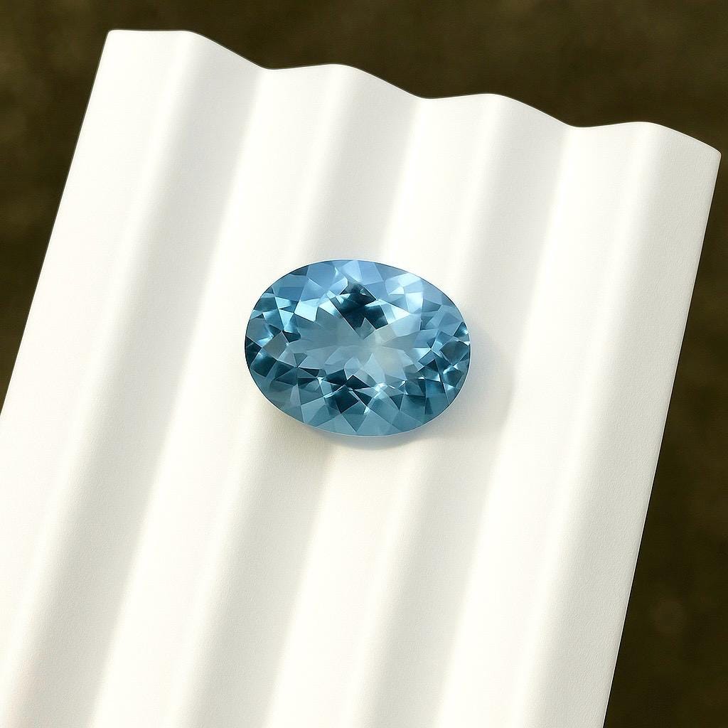 1.75 Ct Dark Blue Natural Aquamarine Oval Cut | AAA+ Unheated Eye Clean Loose Gemstone for Ring & Pendant