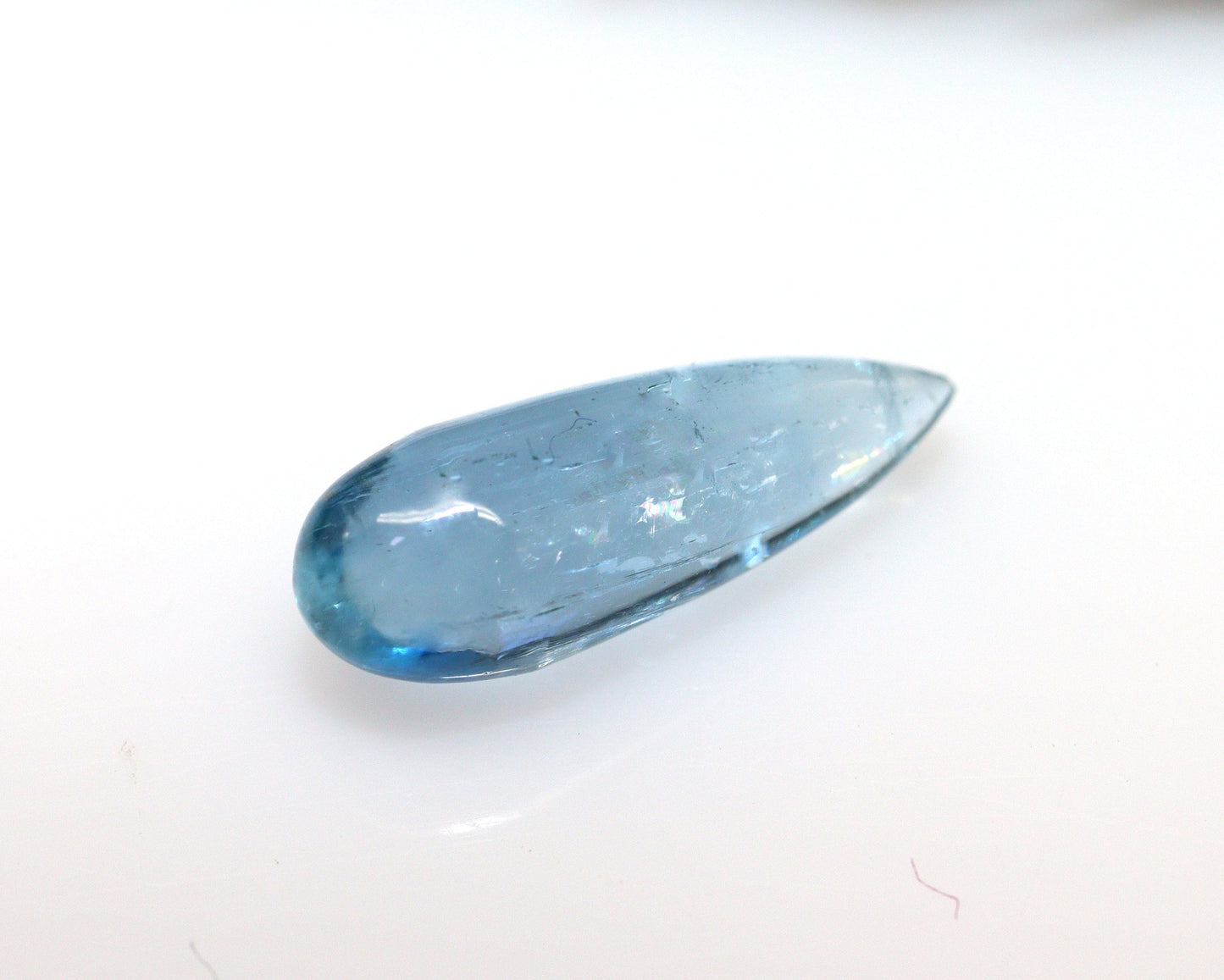 4.5 Ct AAA Natural Aquamarine Drop Briolette – Dark Blue Undrilled Focal Bead – 16.5 mm Long Smooth Pear – Unique Loose Aquamarine