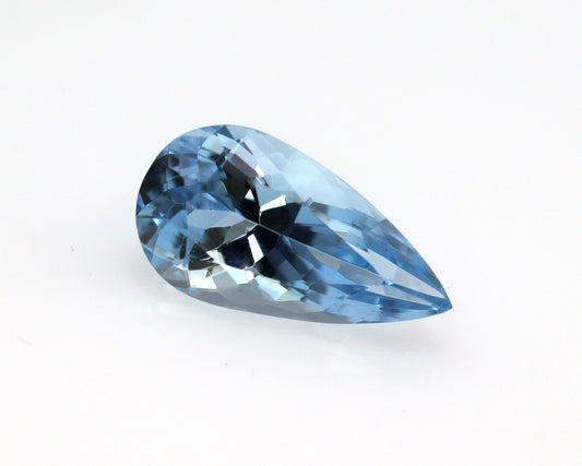 Top Blue! Aquamarine Pear Cut 10.8x5.9 mm, 1.5 Cts Unheated Natural Gemstone, Dark Blue March Birthstone, Loose Aquamarine