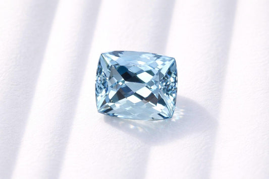 SPECIAL CUT! 5.6 Ct AAA Natural Aquamarine Cushion, Unique Micro-Faceted Cushion Gem, Medium Blue Aquamarine, March Birthstone Gem