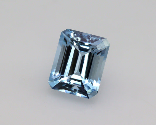 1.42 Ct Natural Aquamarine Emerald Cut – 7.3x5.9 mm Medium Blue Step Cut Gemstone, AAA Quality Aquamarine for Ring or Necklace
