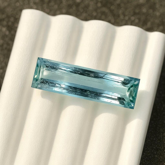 12.4 Ct Aquamarine Baguette 29x6.9 mm | Huge Long Blue Gemstone | March Birthstone | Natural Aquamarine for Vertical Pendant or Ring