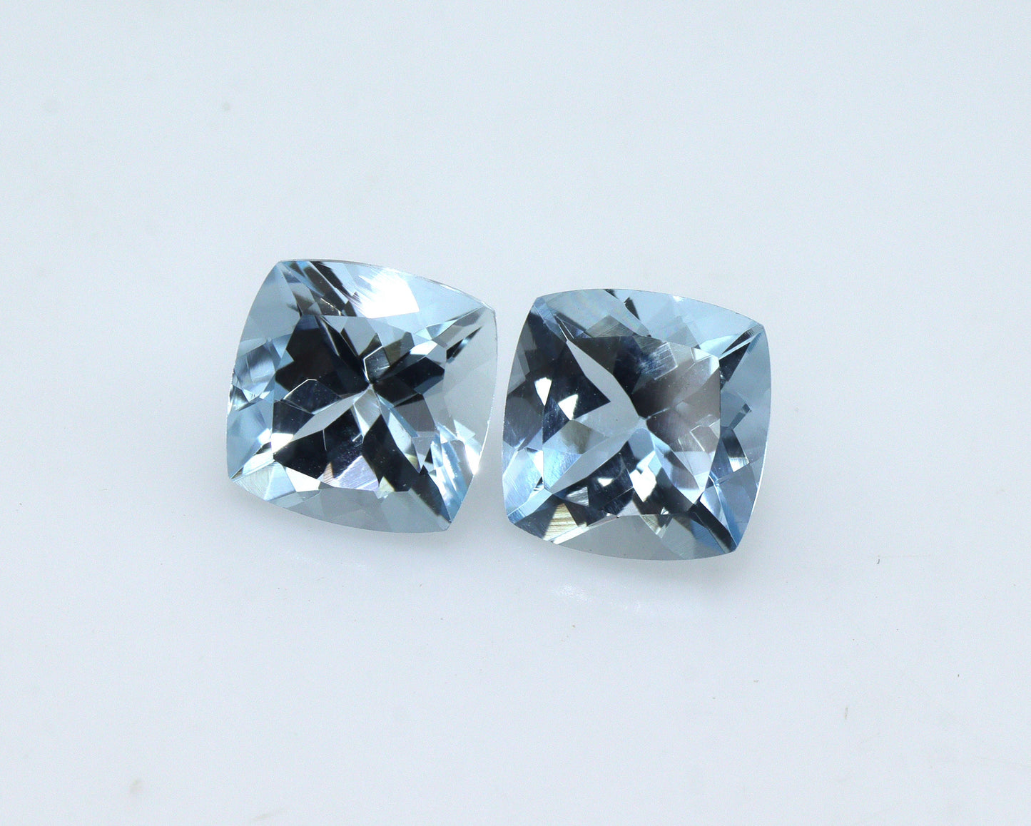 7 mm Aquamarine Cushion Pair, AAA Natural Calibrated Aquamarine, TOP Medium Blue Aquamarine, Square Ring, Square Stud Earrings