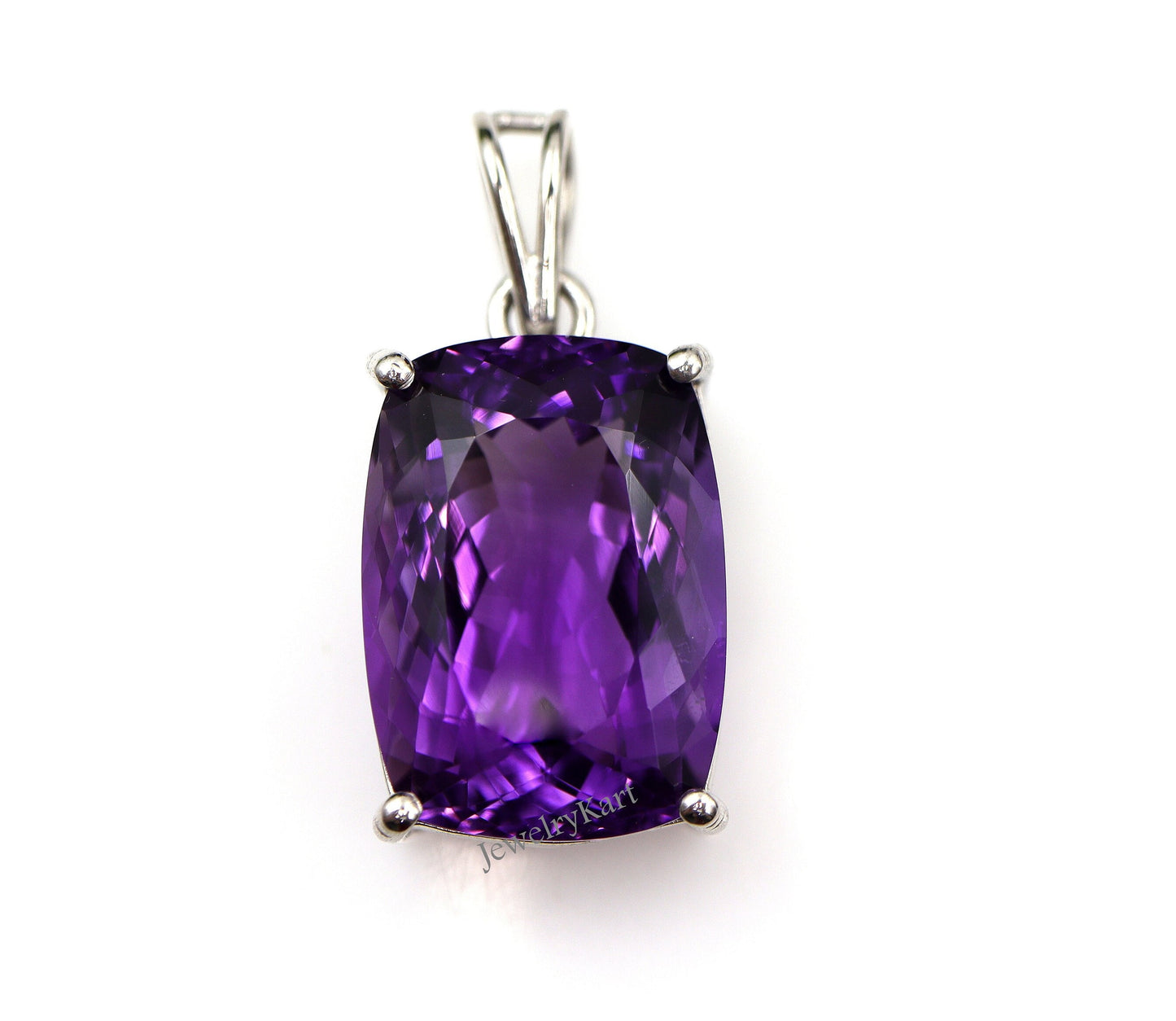 Huge Natural Amethyst Cushion Pendant in 925 Silver, Statement Necklace