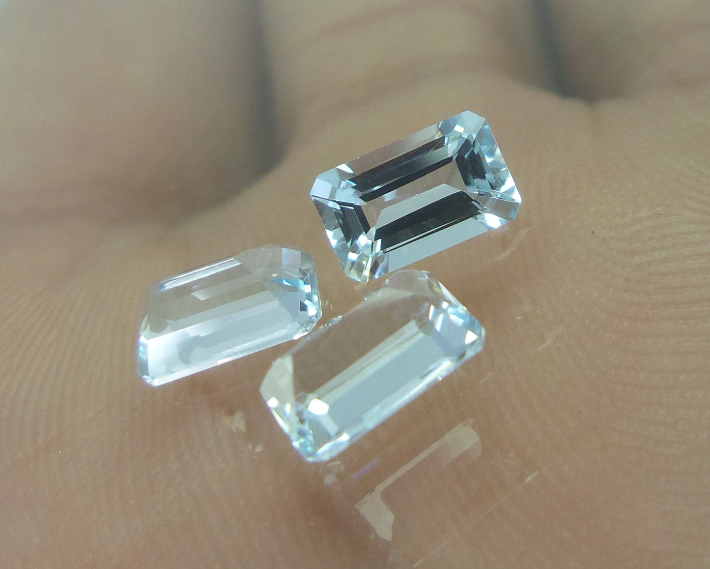 3 Pcs 7x4.3 mm Natural Aquamarine Emerald Cut, Blue Aquamarine Small Emerald Cut, Aquamarine Octagon, Tiny Emerald Cuts, Aquamarine Lot