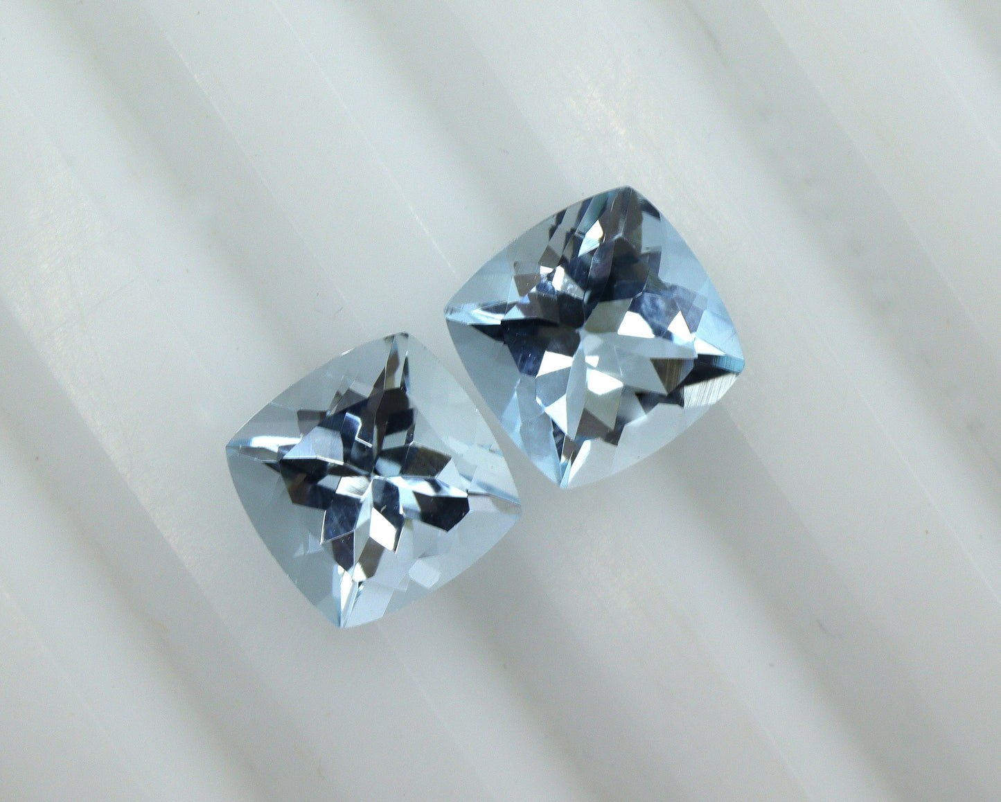 7 mm Aquamarine Cushion Pair, AAA Natural Calibrated Aquamarine, TOP Medium Blue Aquamarine, Square Ring, Square Stud Earrings