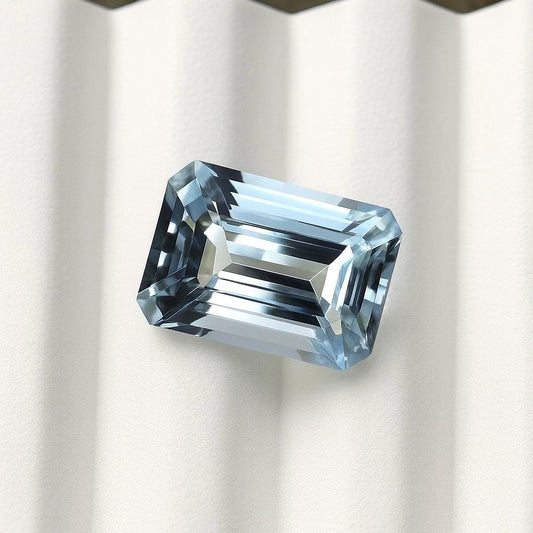 2.6 Ct Emerald Cut Aquamarine Gemstone for Engagement Ring | Natural Aquamarine March Birthstone | AAA+ Faceted Blue Stone