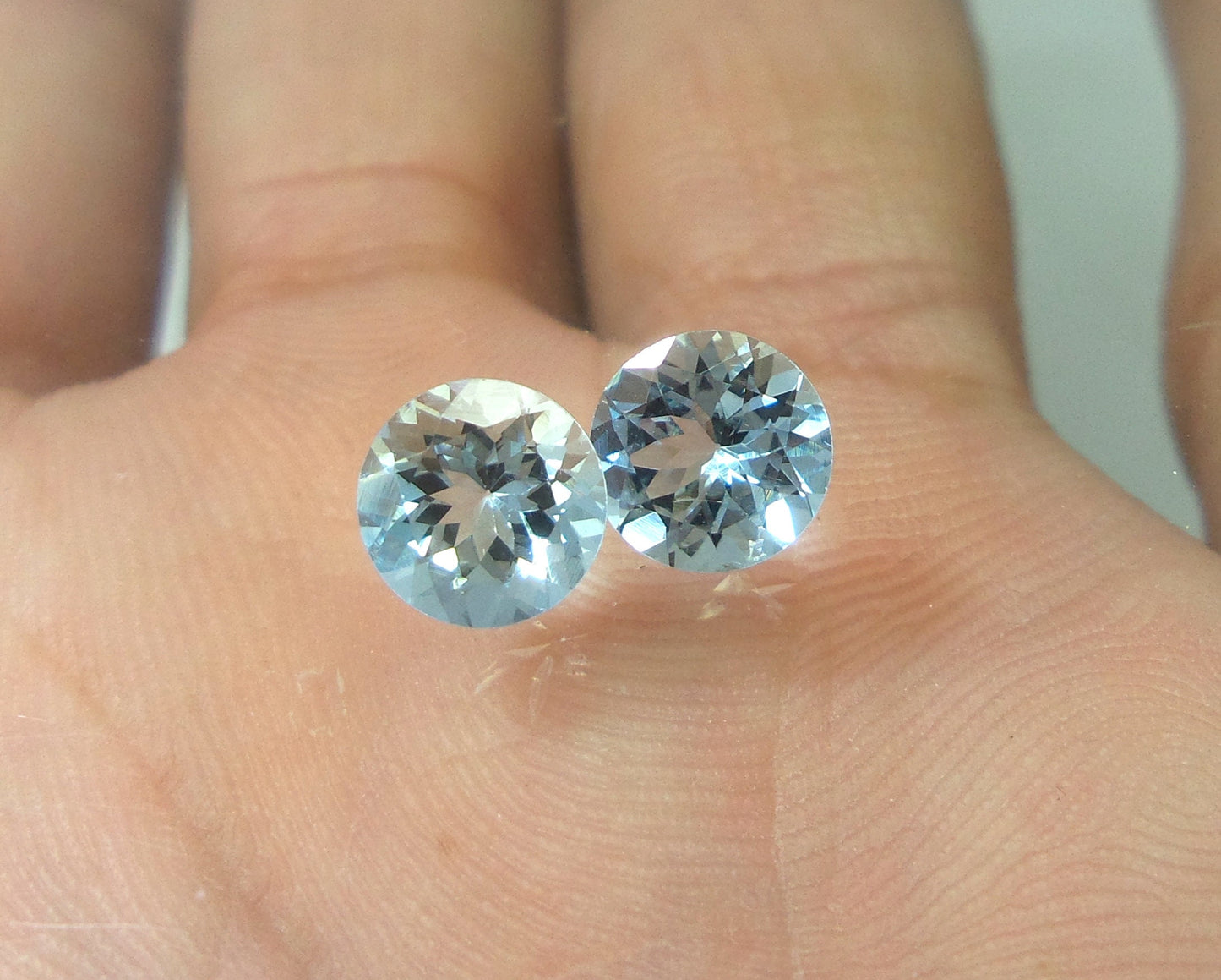 7 mm Aquamarine Pair | AAA+ Round Cut | 2.2 Ct Medium Blue Gems | Eye Clean | Calibrated for Studs | Jewelry Making Round earrings