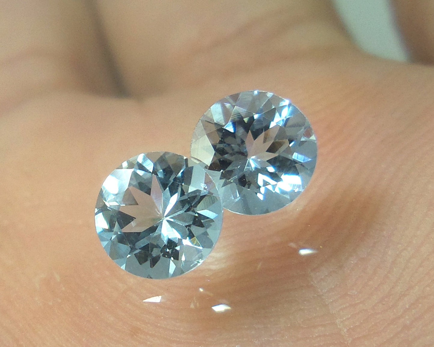 6 mm Aquamarine Pair | AAA Round Cut | 1.4 Ct Matched Medium Blue Gems | Eye Clean | Calibrated for Studs | Matched Pair, Perfect Cut