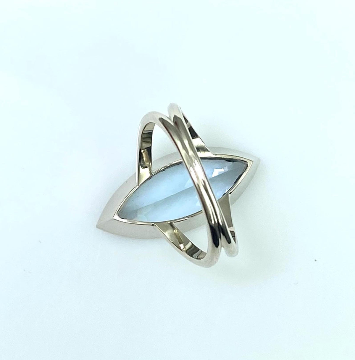 Aquamarine Marquise Bezel Ring | 15x7 mm Solitaire | 3 Cts Aquamarine Engagement Ring | Split Shank Statement Ring