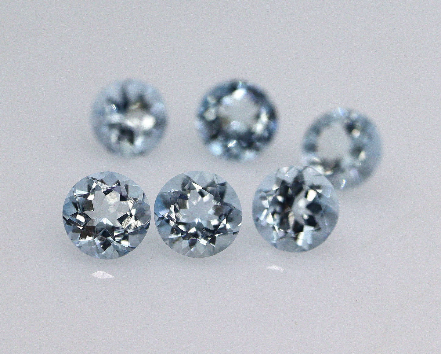 6 mm Aquamarine Pair | AAA Round Cut | 1.4 Ct Matched Medium Blue Gems | Eye Clean | Calibrated for Studs | Matched Pair, Perfect Cut