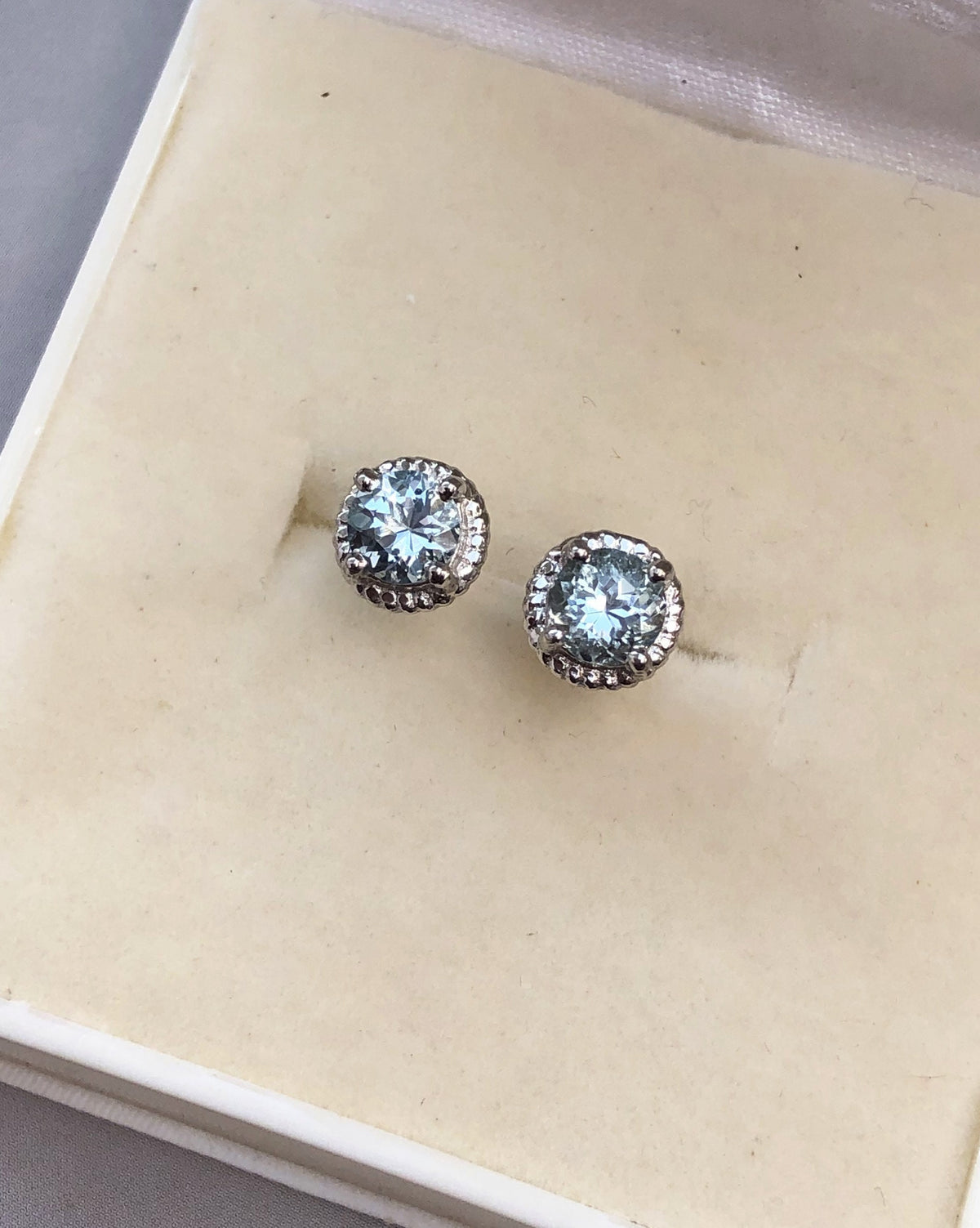 Aquamarine Stud Earrings, 5mm Round AAA Stones in 925 Silver, Dainty March Birthstone Gift, Gemstone Studs