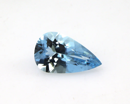 Deep Blue! 2 Ct Natural Aquamarine Pear Cut – 12.2×7.4 mm AAA+ Quality | Beautiful Medium–Dark Blue Color | Eye-Clean | No Heat