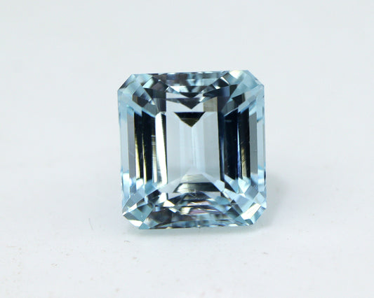 3.9 Ct Aquamarine Emerald Cut – AAA Natural 9x8.4 mm Octagon Gemstone, Medium Blue Aquamarine, Solitaire Ring Stone