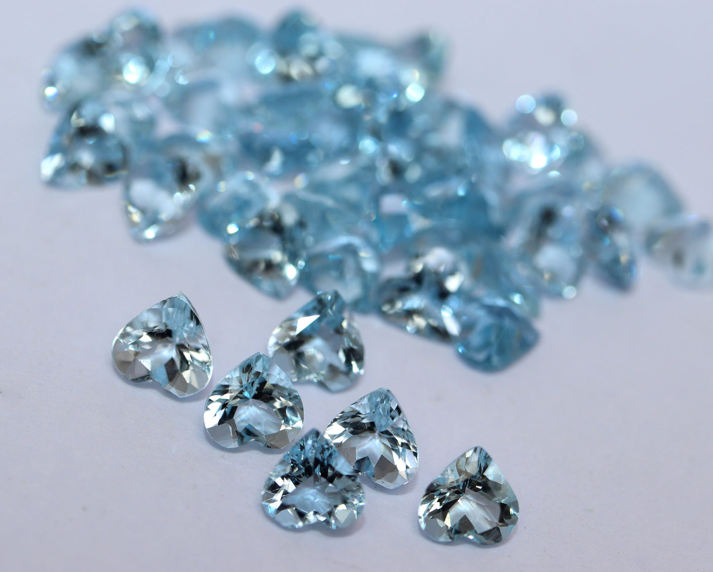 6 mm AAA Natural AQUAMARINE Heart Cut, SUPER High Quality Aquamarine, Tiny Hearts, For Heart Stud Earrings