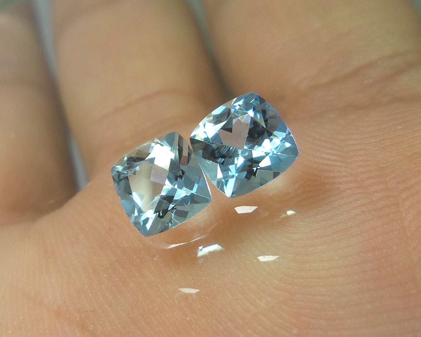 6 mm Aquamarine Cushion Cut • AAA+ Natural Aquamarine • Calibrated Gemstone • Square Aquamarine for Ring • Cushion Cut Aquamarine Stud Stone