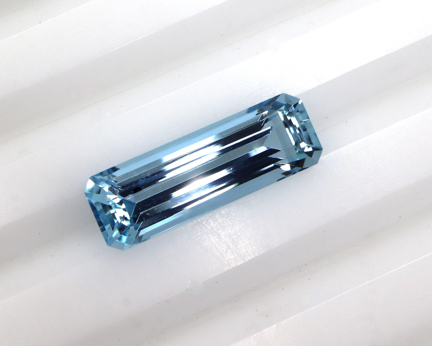 2.49 Ct Aquamarine Long Baguette, 14.4x4.9mm Dark Blue AAA+ Gem, Vertical Pendant or Necklace Stone, Eye Clean, Unheated Saturated AAA+